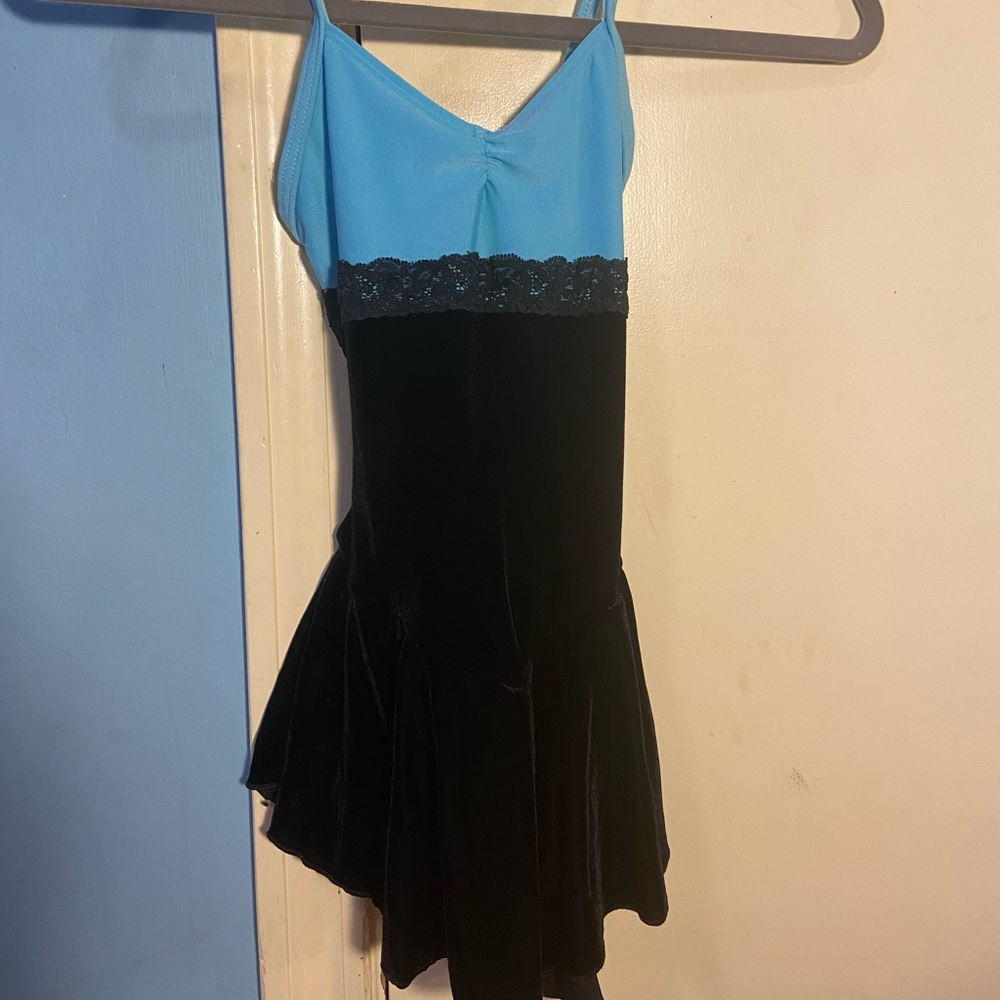 Light Blue & Black Dance Figure Skating Leotard Dress